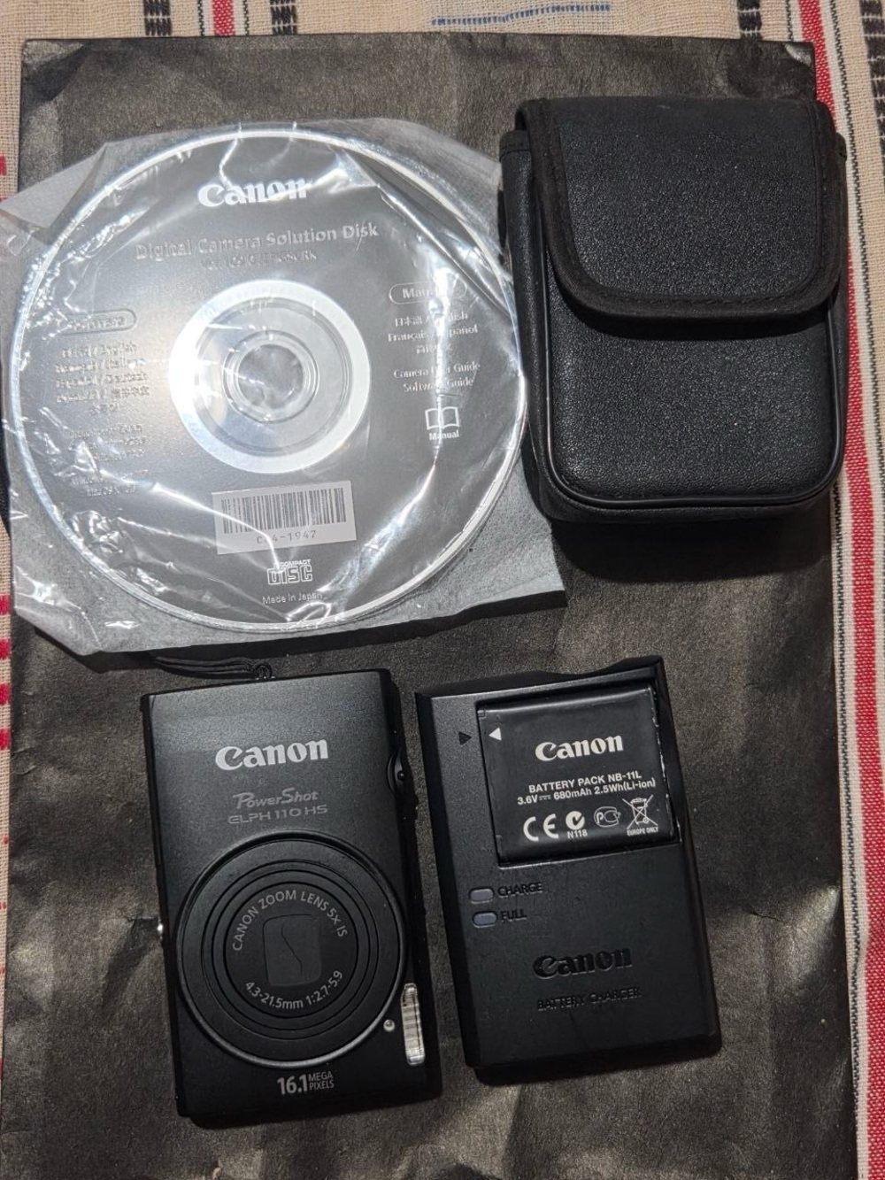 Canon Black PowerShot ELPH Travel Camera Kit with Case & Charger